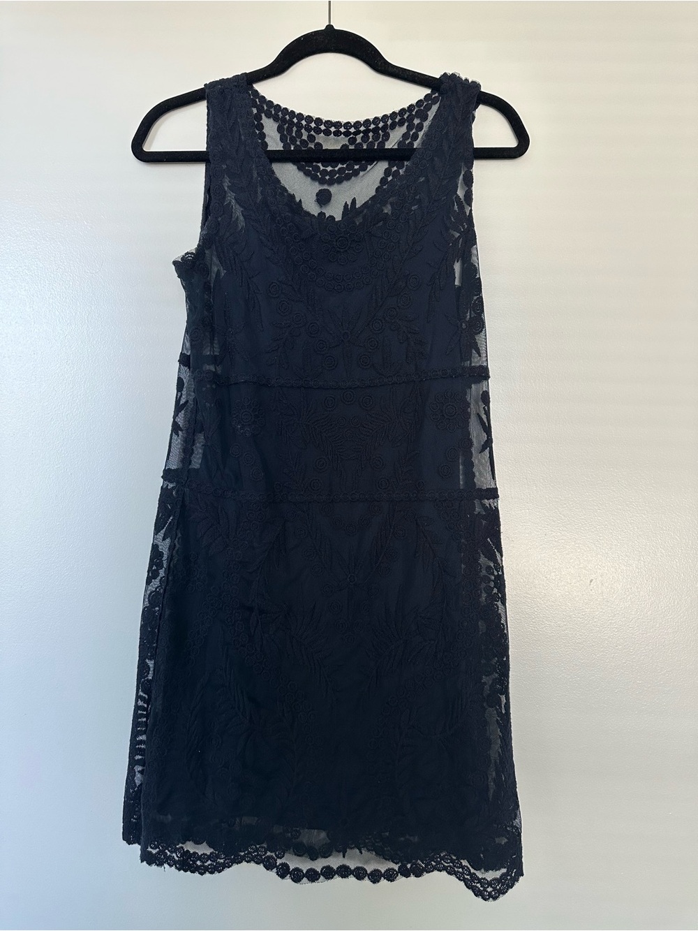 Navy lace shift dress